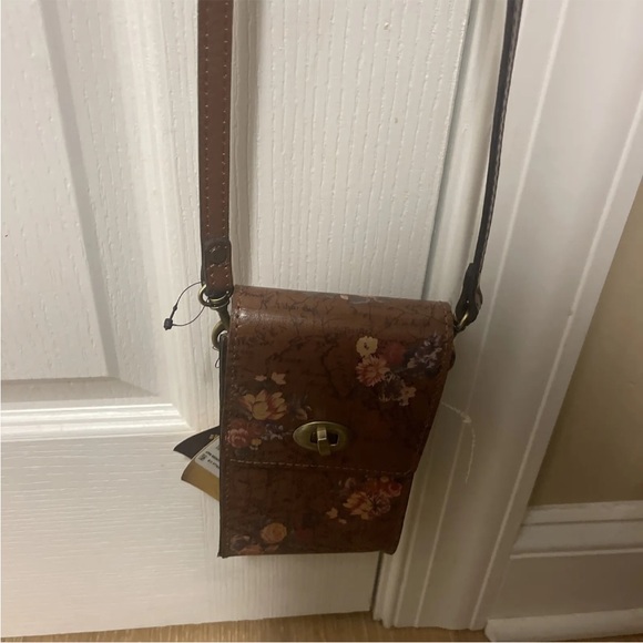 RARE PATRICIA NASH RIVELLA FLORAL MAP SLIM LEATHER CROSSBODY PURSE - Picture 2 of 10